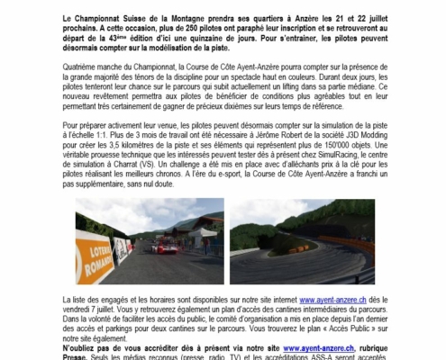 Course de Côte Ayent-Anzère 2018 modélisée par J3DMODDING