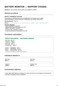 BANC DE VALIDATION BMS/AMS VIRTUEL – FORMULA STUDENT 13 DEFAUT THERMIQUE CRITIQUE